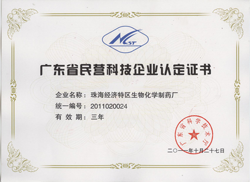 �㶫ʡ��Ӫ�Ƽ���ҵ�϶�֤��